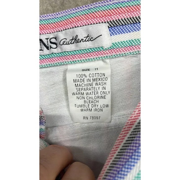 Vintage 80's Absolutely No! Jeans Authentic Striped 100% Cotton Shorts Size 11 - Picture 4 of 5